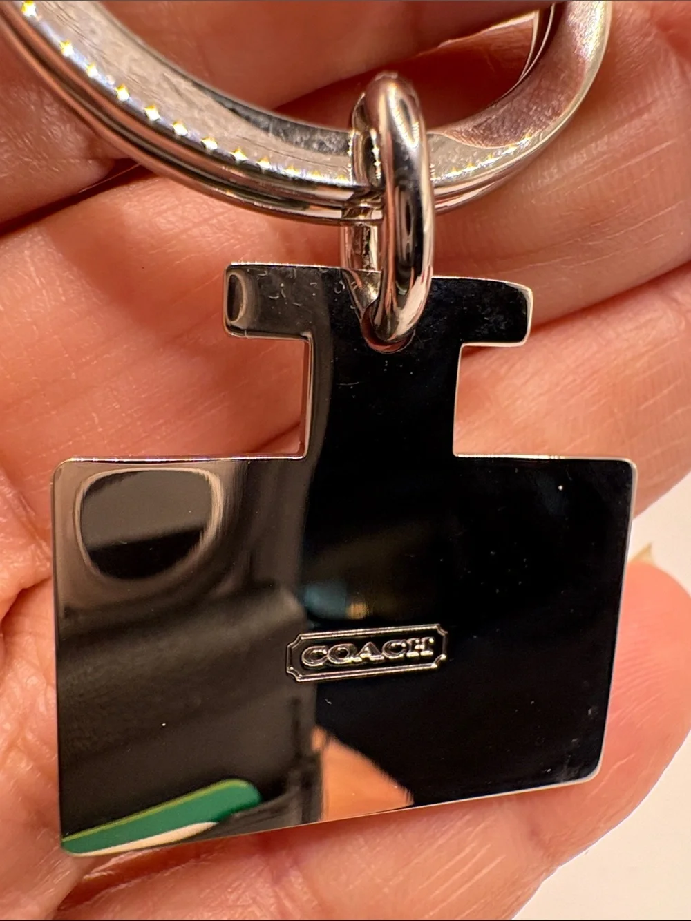 Coach Enamel Perfume Bottle Keyring in White and Red